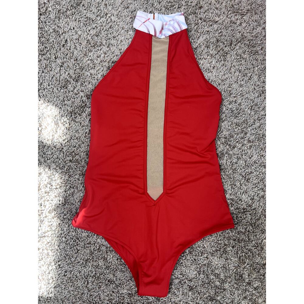 NWT Revel Rey Swimwear Red One Piece Swimsuit Size Medium